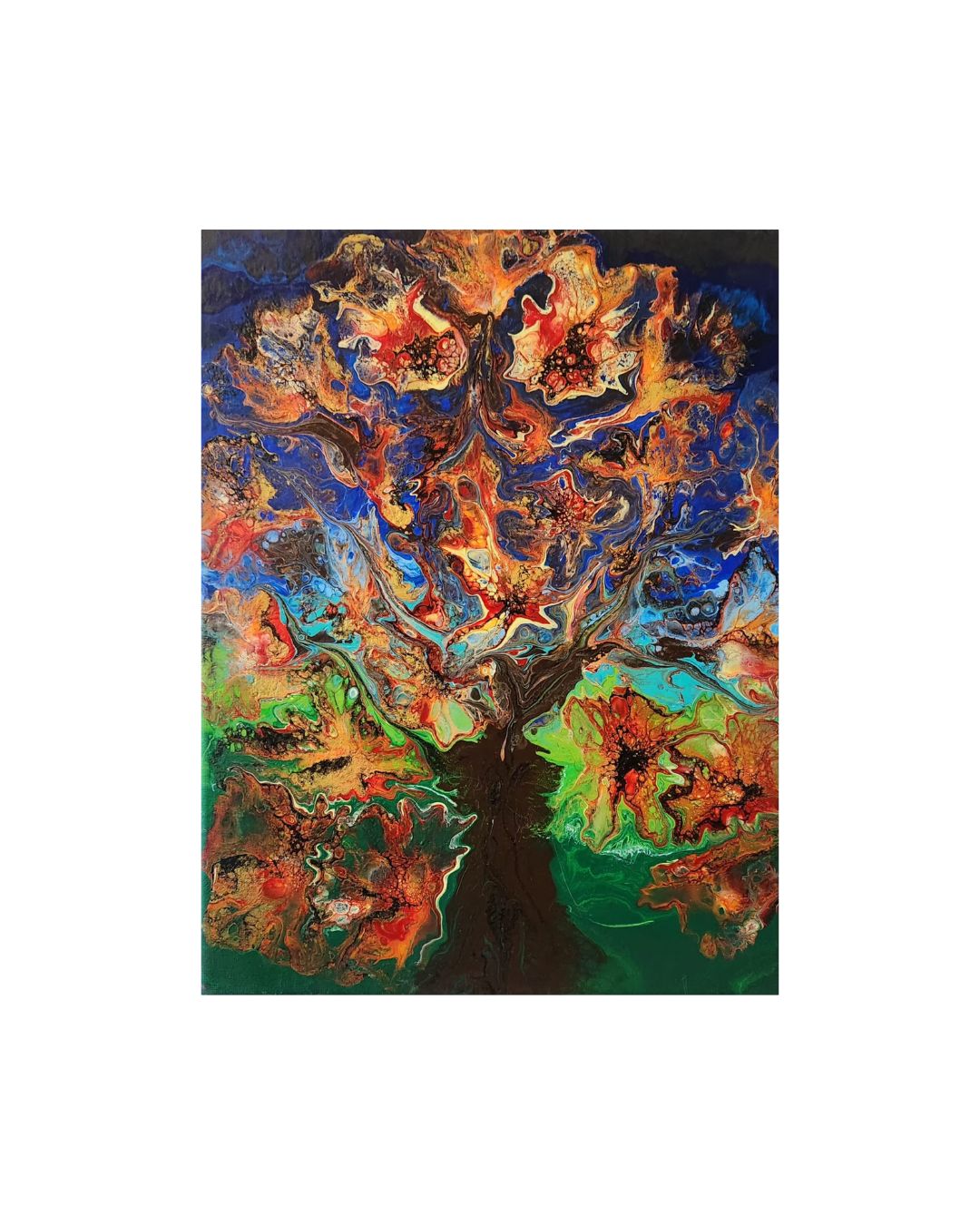 The Joyful Face of Autumn - 11 x 14" Original | Warm Autumn Fluid Art