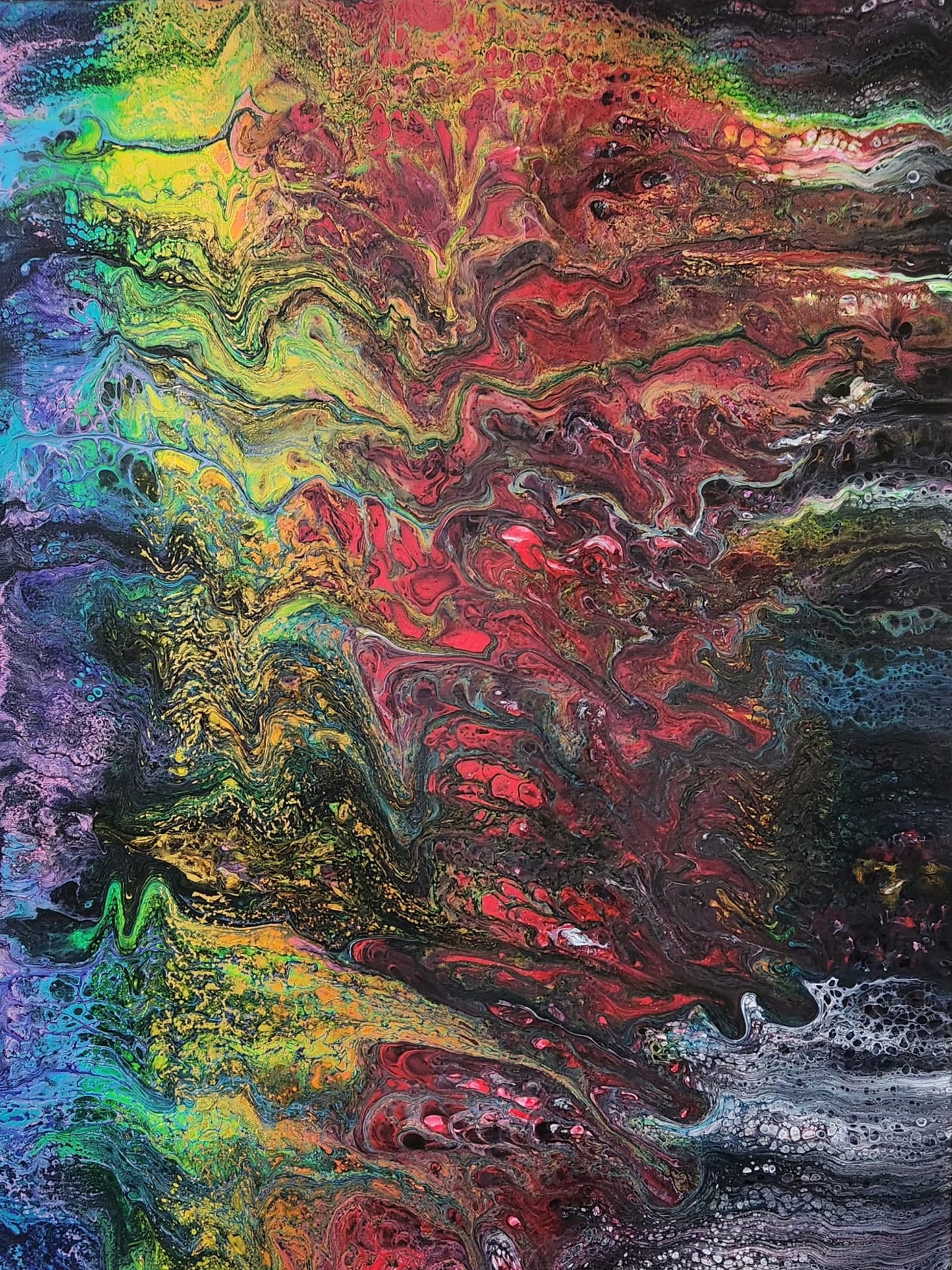 The Rainbow Beyond The Shadows - 18 x 24" Original | Hopeful Rainbow Fluid Art