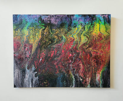The Rainbow Beyond The Shadows - 18 x 24" Original | Hopeful Rainbow Fluid Art