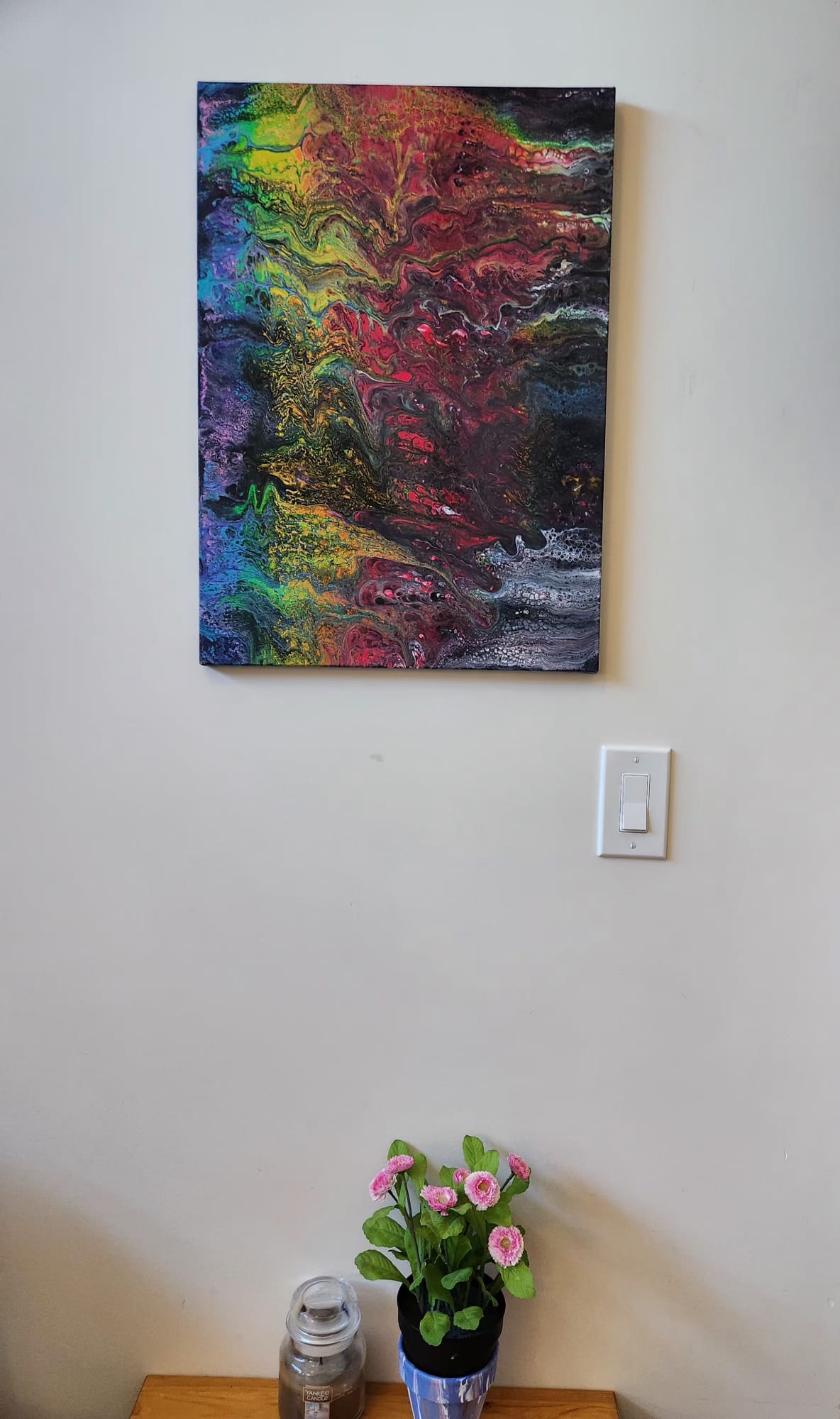 The Rainbow Beyond The Shadows - 18 x 24" Original | Hopeful Rainbow Fluid Art