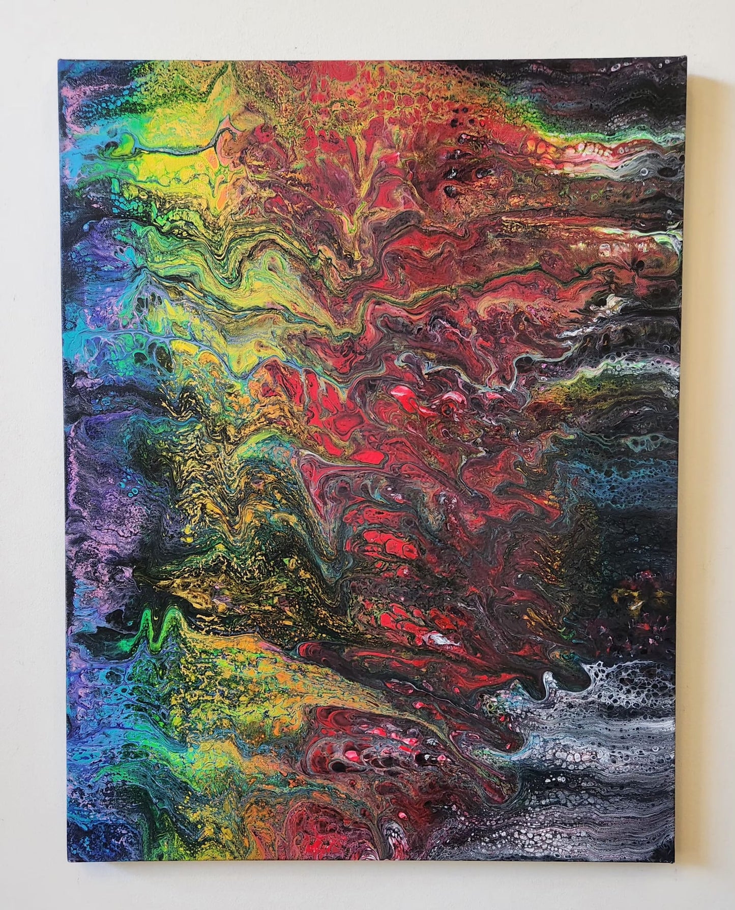 The Rainbow Beyond The Shadows - 18 x 24" Original | Hopeful Rainbow Fluid Art