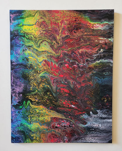 The Rainbow Beyond The Shadows - 18 x 24" Original | Hopeful Rainbow Fluid Art