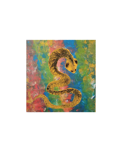 The Wood Snake - 12 x 12" Original | Rainbow Metallic Snake Art