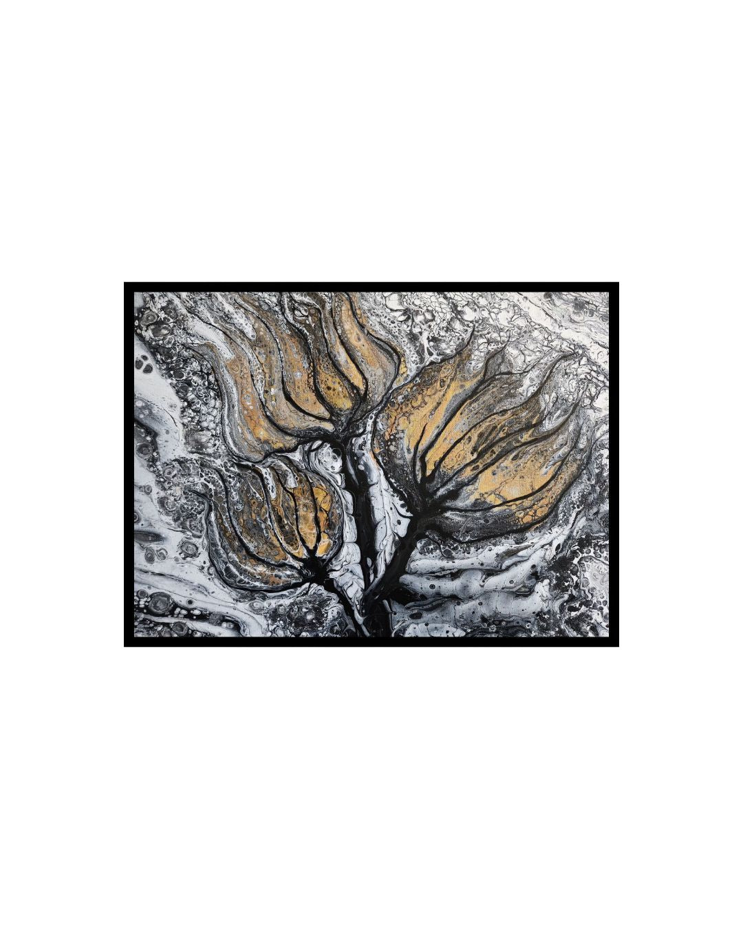 Trio of Golden Fire Blossoms – 18x24" Original