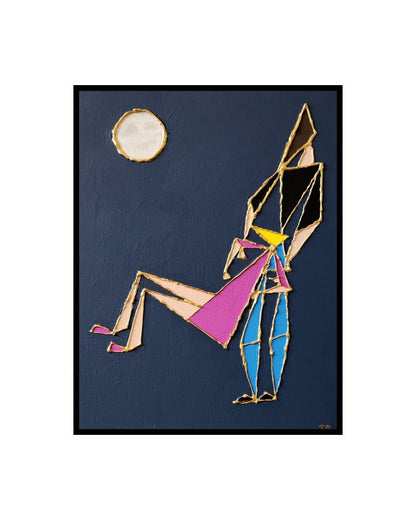 Trust Fall - 11 x 14" Original | Geometric Gold Outline Art
