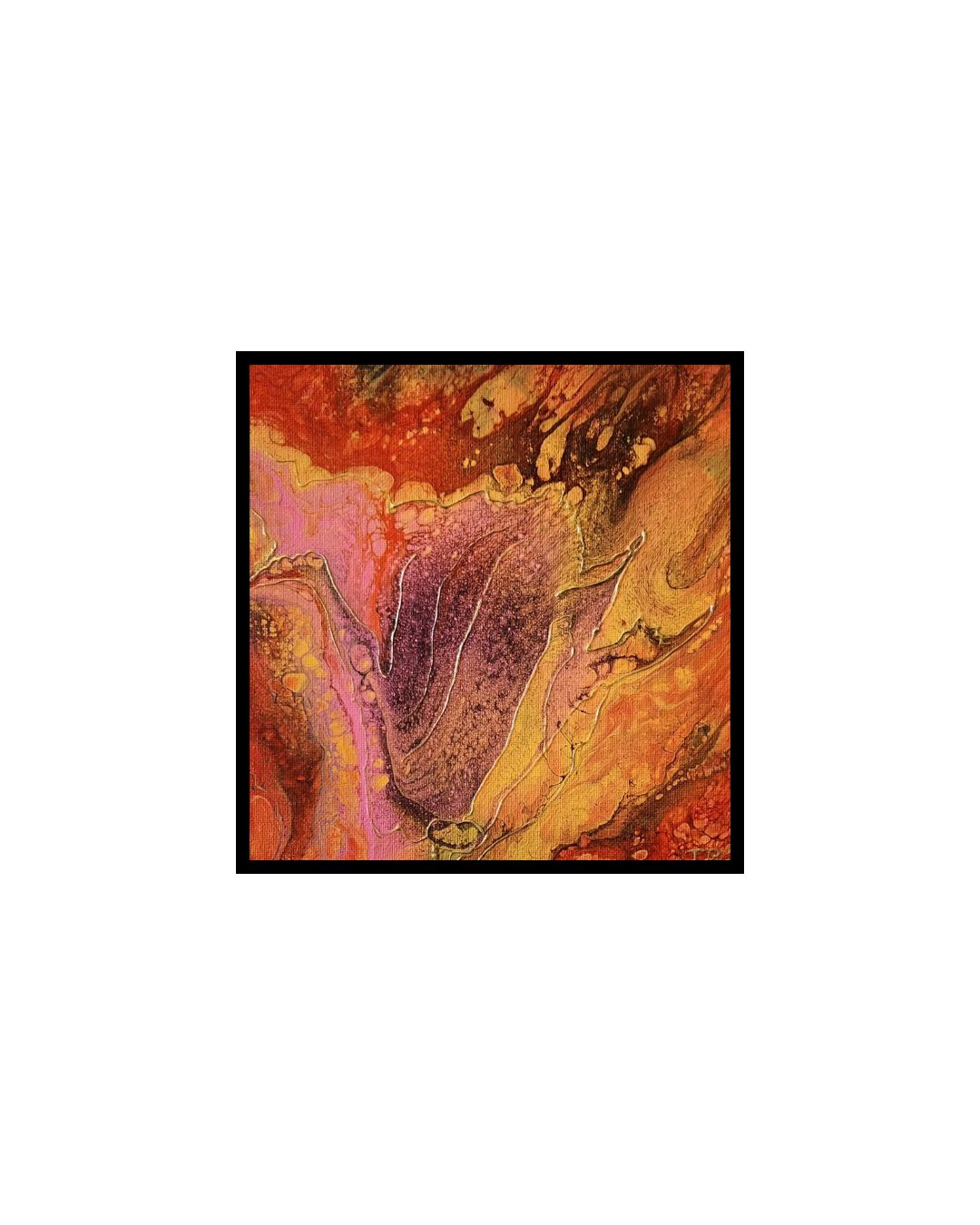 Tulips Ablaze - 8 x 8" Original | Fiery Tulip Fluid Art