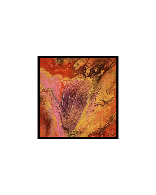 Tulips Ablaze - 8 x 8" Original | Fiery Tulip Fluid Art