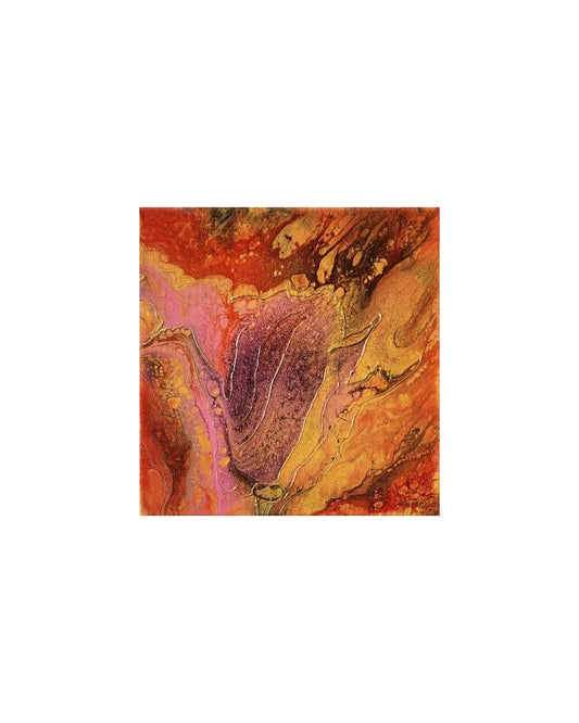 Tulips Ablaze - 8 x 8" Original | Fiery Tulip Fluid Art