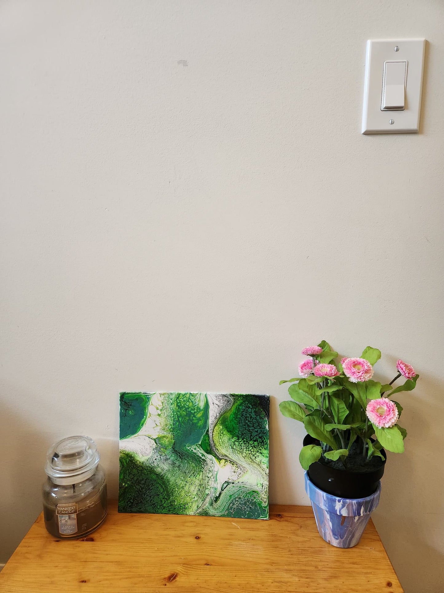 Turtle Cove - 8 x 10" Original | Metallic Green Fluid Art
