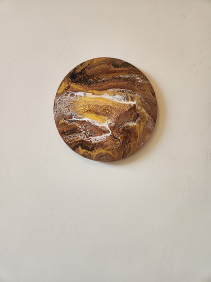 Undiscovered Worlds - 12" Round Original | Warm Cosmic Fluid Art