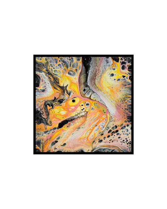 Unleashed - 8 x 8" Original | Fiery Dragon Fluid Art