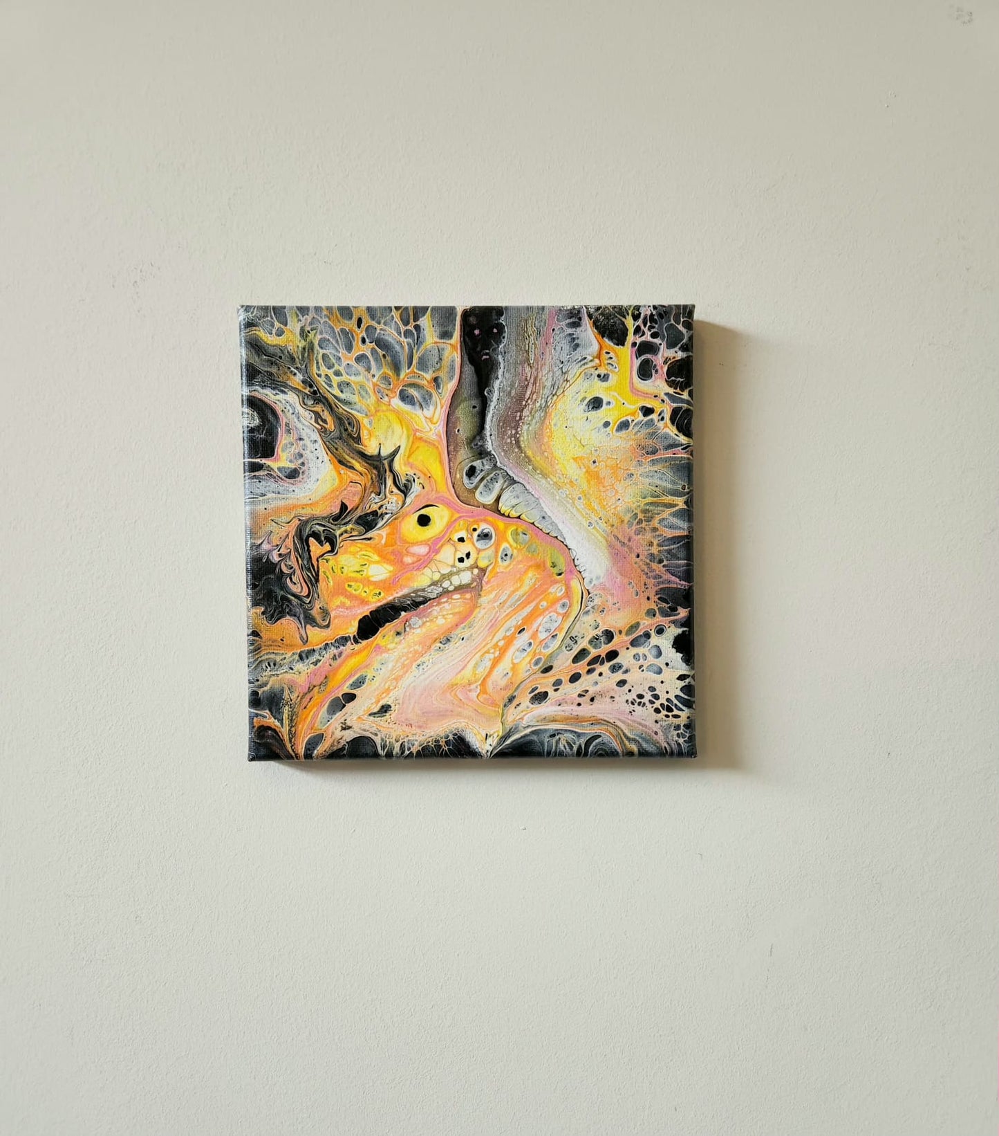 Unleashed - 8 x 8" Original | Fiery Dragon Fluid Art