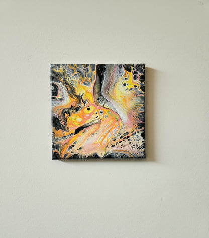 Unleashed - 8 x 8" Original | Fiery Dragon Fluid Art