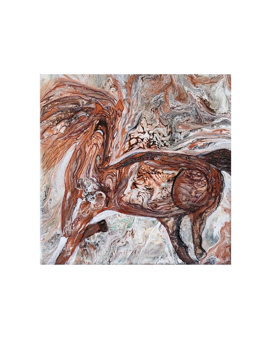 Wild Spirit - 8 x 8" Original | Energetic Mustang Fluid Art