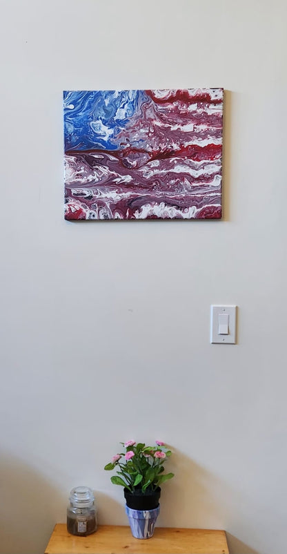Home of The Brave - 16 x 20" Original | American Flag Fluid Art