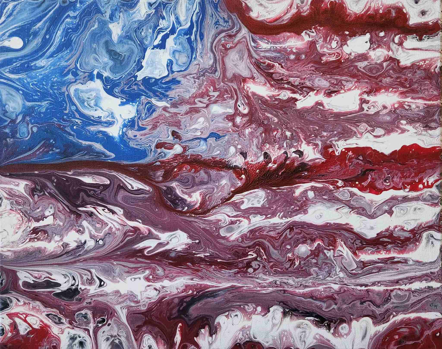 Home of The Brave - 16 x 20" Original | American Flag Fluid Art