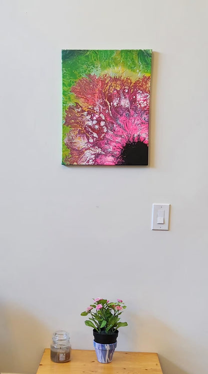 Nature's Radiance - 16 x 20" Original | Vibrant Spring Fluid Art