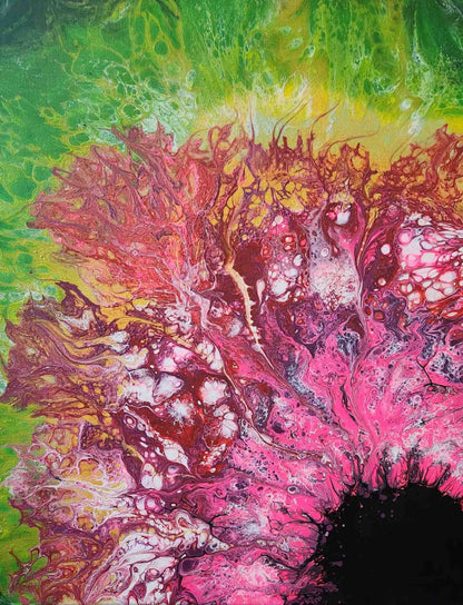 Nature's Radiance - 16 x 20" Original | Vibrant Spring Fluid Art