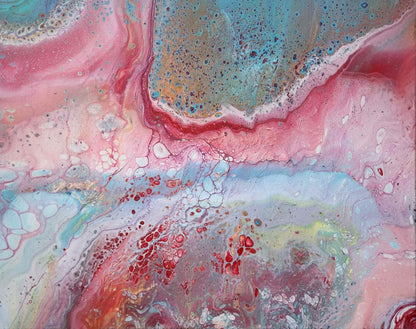 Peaceful Tranquility - 16 x 20" Original | Calming Pink & Blue Abstract Art