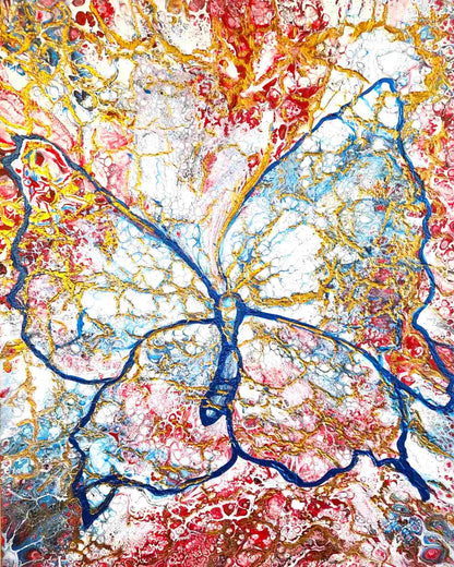Tattered Transformations – 16x20" Original | Butterfly Resilience Art