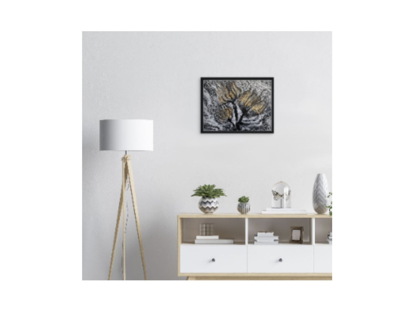 Trio of Golden Fire Blossoms – 18x24" Original