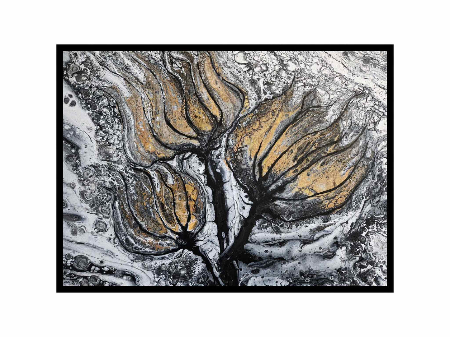 Trio of Golden Fire Blossoms – 18x24" Original
