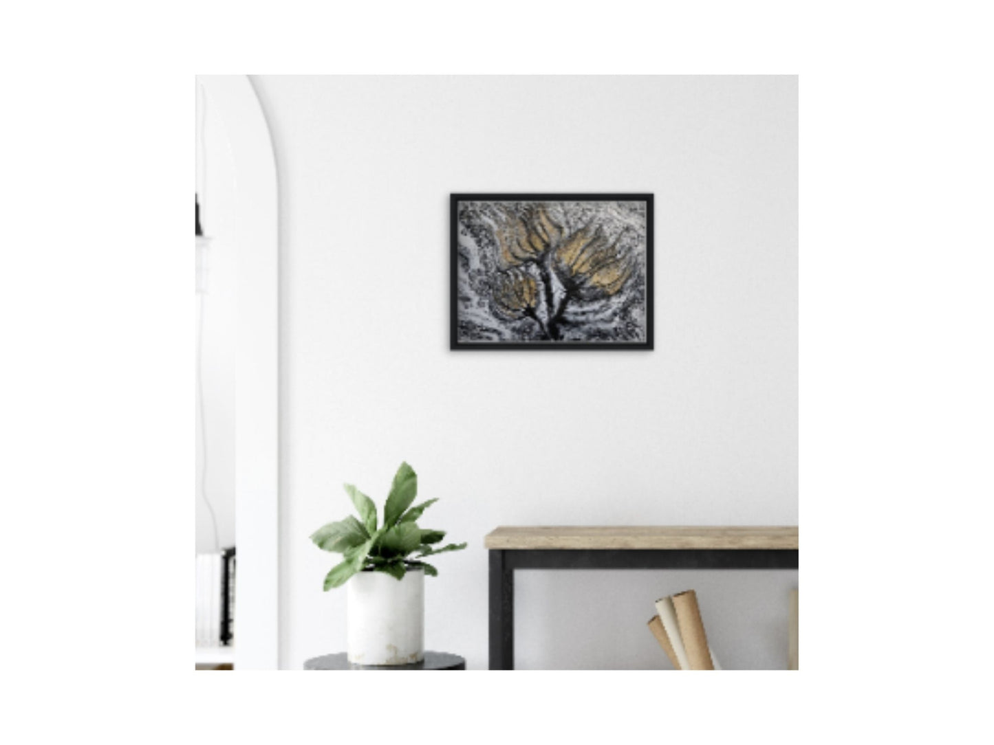 Trio of Golden Fire Blossoms – 18x24" Original